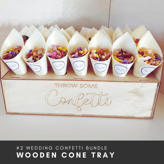 Wooden Confetti Cone Tray Wedding Bundle (28 Cones)