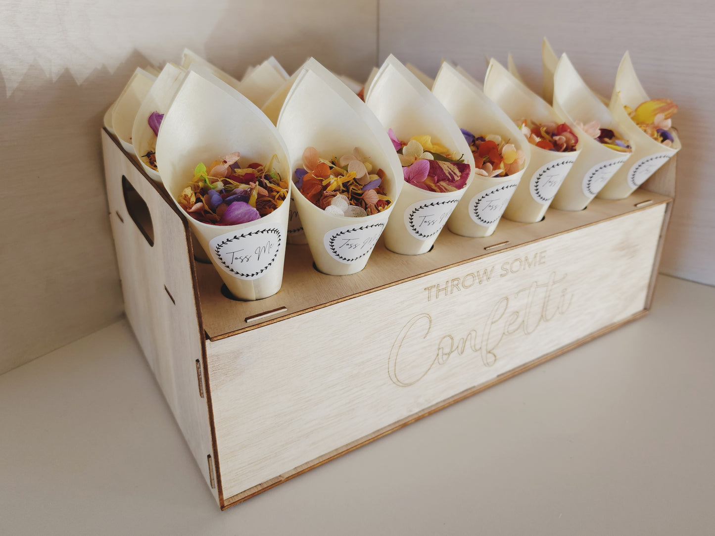 Wooden Confetti Cone Tray Wedding Bundle (28 Cones)